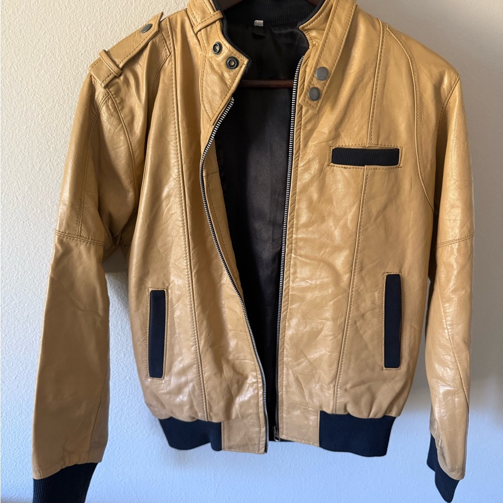 Women’s Tan Leather bomber Jacket